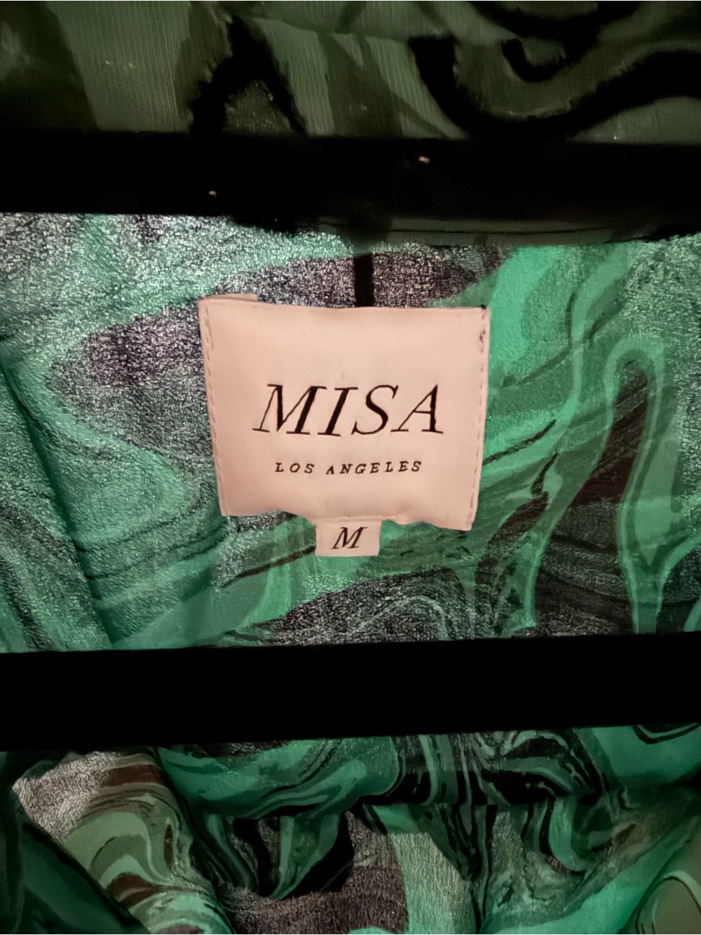 MISA LOS ANGELES Aydenis Teared Green Marble Print Long Sleeve Dress - Picture 6 of 15